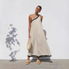 Spring Summer Oblique Shoulder Lace Vacation Long Women Dress