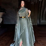 Summer Long Shawl Split Graceful Formal Dress Belt Dress