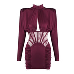 Autumn Winter Sexy Tight Elastic Satin Hip Elegant Dress