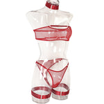 Toucheart 4 Piece Set Sexy Lingerie Set Elasticity Mesh Patchwork See-Through Breast-Wrapping Three-Point Briefs Sexy Underwear