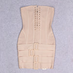 Knitted Apricot Tube Top Cloth Bag Buckle Party Bandage Sexy Backless Dress Crisscross