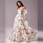 Spring Summer off the Shoulder Women Organza Fairy Long Elegant Evening Dress