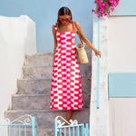 Summer Vacation French Spaghetti Strap Floral Print Maxi Dress