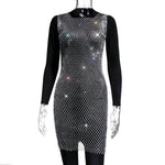 Rhinestone Fishnet Top Summer Popular Mesh Rhinestone Women Clothing Short Sleeve