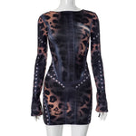 Women Clothing Positioning Printing Slim Fit Long Sleeve Narrow Short