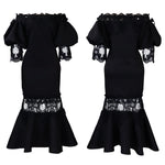 D368 cross-border women's fashion temperament lace off-the-shoulder fishtail party sexy party dress foreign trade dress