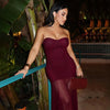 Mesh Stitching Dress Summer Women Clothing Split Sexy Bandeau Slim Fit Women Dress