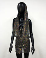 Autumn Winter Rhinestone Pockets Collar Halter Dress Sexy Backless Party Hip Dress