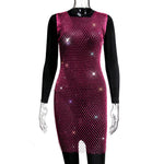 Rhinestone Fishnet Top Summer Popular Mesh Rhinestone Women Clothing Short Sleeve