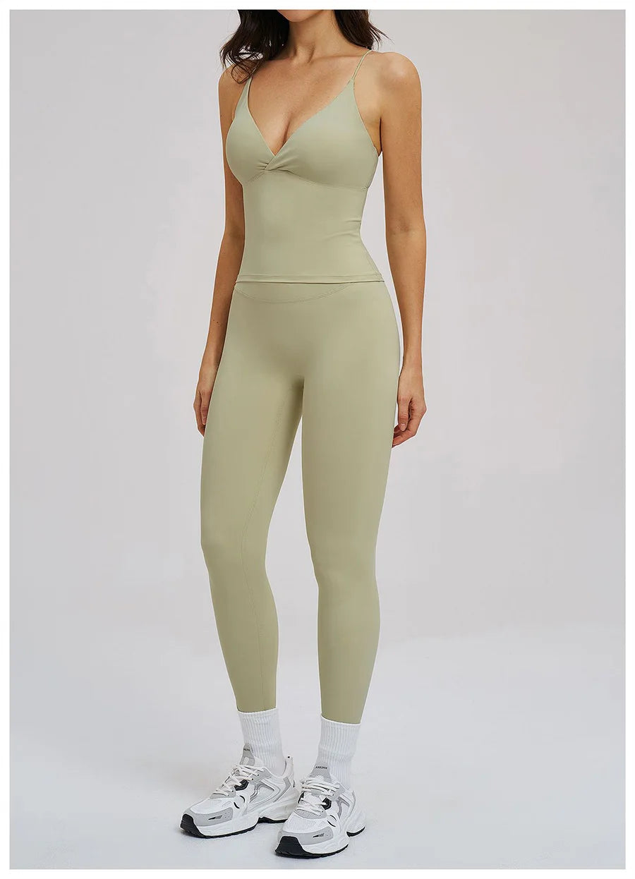 2PCS Yoga Suit Sports Set Women Fitness Quick-Drying Gym Tracksuit Running Nude Feeling Workout Outfit Sport Bra Leggings Suit
