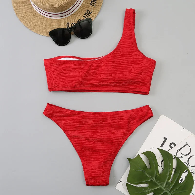 White Micro Bikini 2024 Brazilian Biquini One Shoulder Thong Swimsuit Women High Cut Bathing Suit Swimwear Female Summer Beach