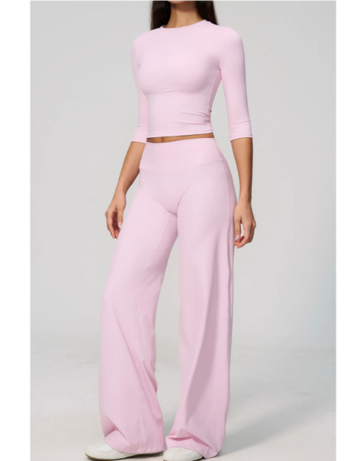 Women Tracksuit Yoga Sets Half Sleeve O Neck Slim Sports T Shirts Fitness Suit Outdoor High Waist Flare Pants Workout Clothes