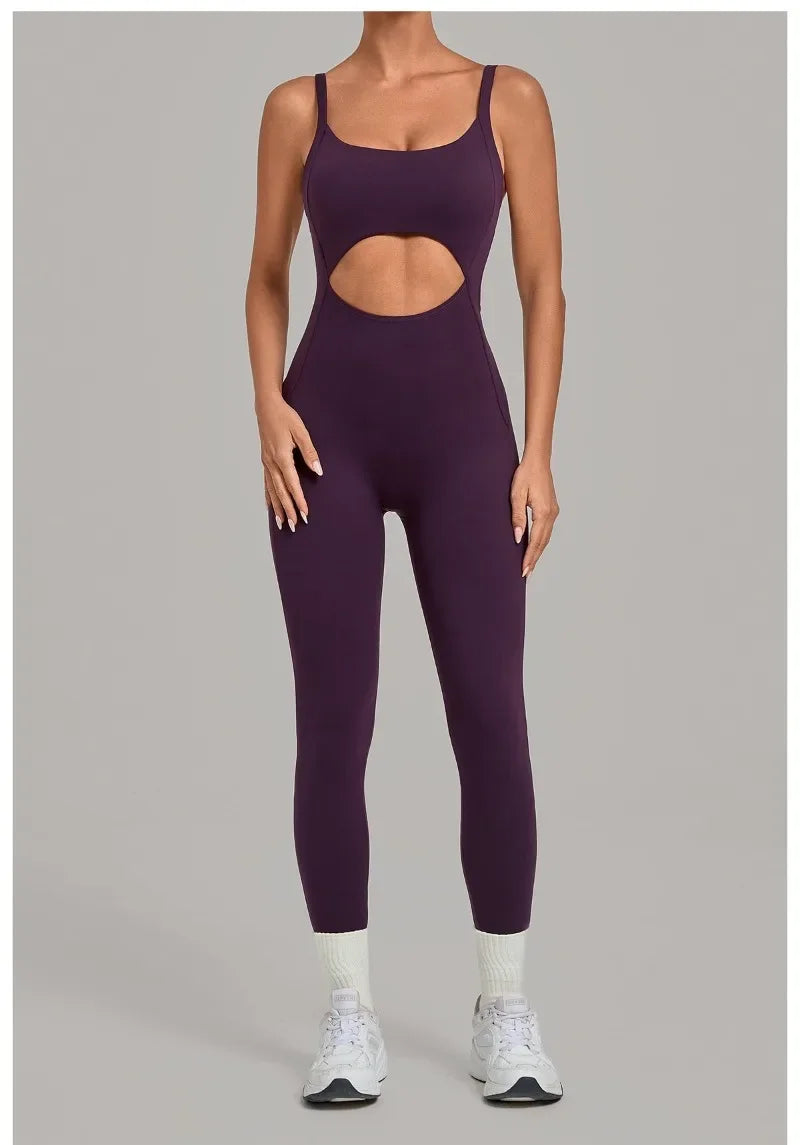 Women's Seamless Yoga Jumpsuits Sports Gym Fitness Backless Sleeveless Hip-lifting Pants One-piece Training Workout Bodysuits