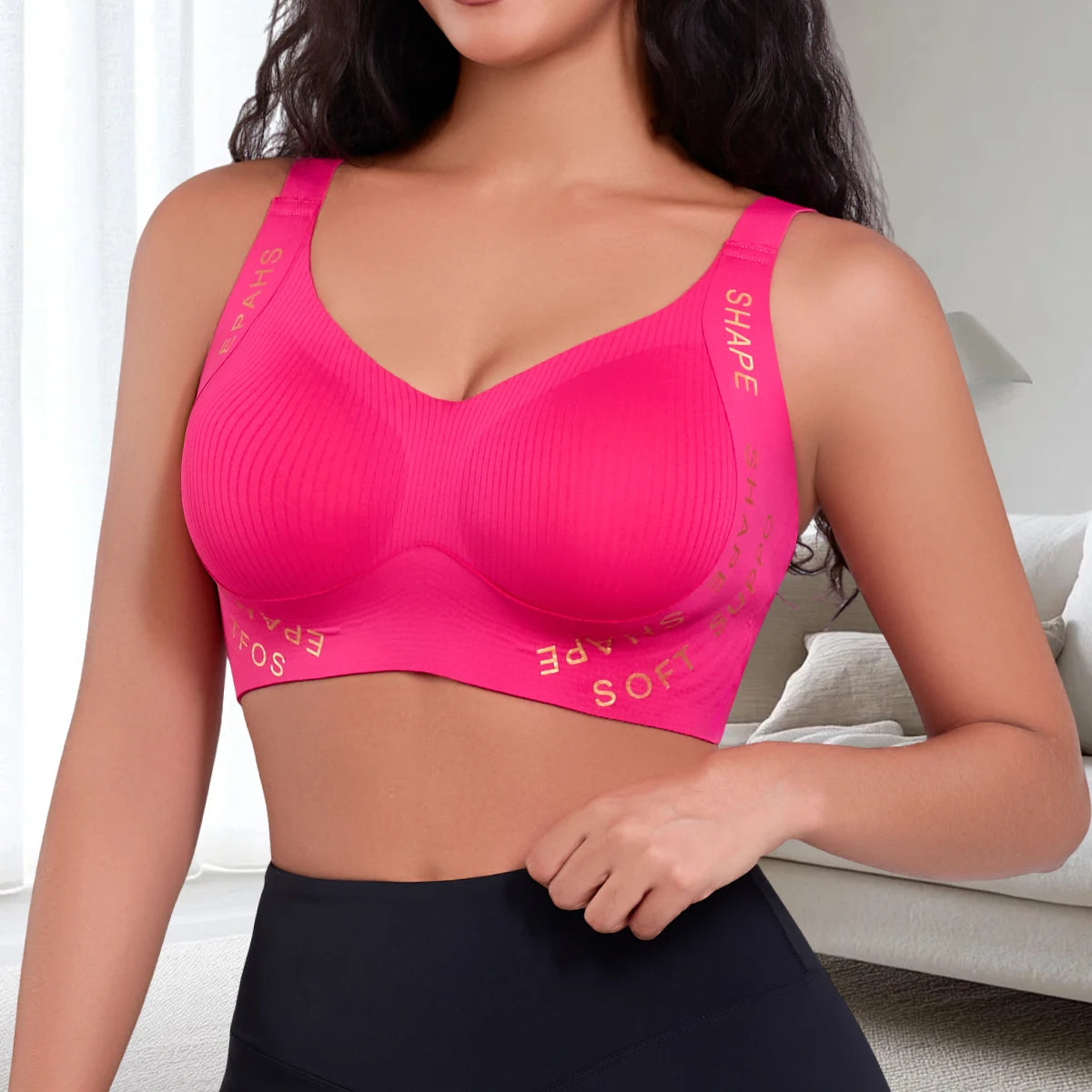1pcs Women's Solid Seamless Underwear Jelly Glue Lady Bras No Wire And Anti-sagging PadComfortable Sports Female Brassiere