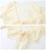 New Korean Push Up Bikinis Sets Solid Beige Long Sleeve Cover Up Mesh Skirt 4 Piece Swimsuit Beach Holiday Bathing Suit Swimwear