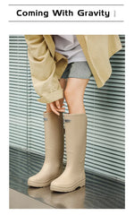 Women's Rain Boots Anti Slip Thick Soles Outdoor Long Tube Rain Boots Waterproof Fashion Wear-resistant Kitchen Women's Boots