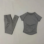 Women's Fitness Sport Crop Top & Yoga Leggings Set - Breathable Athletic Workout Clothing for Gym, Yoga, Running & Daily Exercis