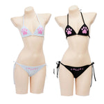 Japanese Kawaii Cat Paw Micro Bikini Set for Girl Women Bathing Suit Bandage Backless Mini Swimsuit Underwear Lingerie