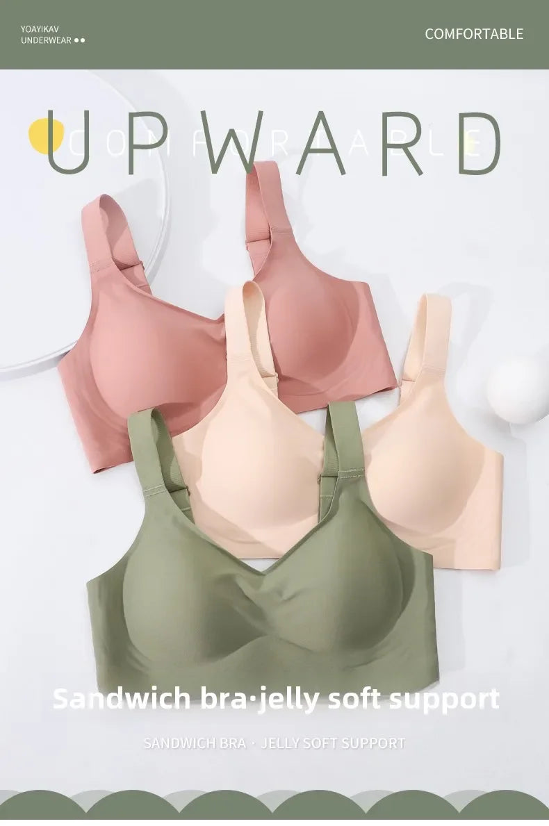 MOYISU Jpanese Kawaii Beach Bralette | Breathable 3D Jelly Support Bra Summer Slim Silhouette | No Show Minimizer & Wire-Free |