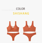 Sexy seamless underwear set push-up bra vest sports breathable push-up set
