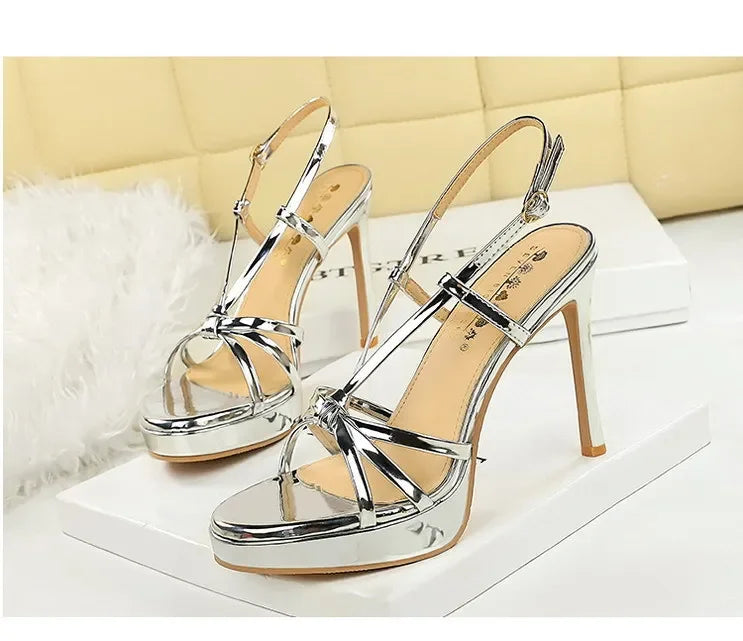BIGTREE Classic Black Ankle Strap Stiletto Heels Round Toe Open Toe High Heels Women's Versatile Dress Shoesfor All Occasions