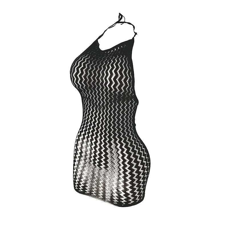 1PC Women Sexy Fishnet Beach Cover Up Hollow Out Bodycon Dress See Through Summer Swimwear
