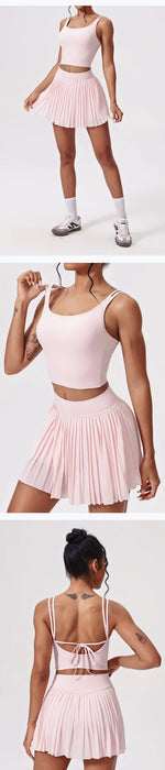 Women Tracksuit Yoga Set 1/2PCS Gym Set Bra Sports Anti Shorts Skirt Workout Sportswear Running Vest Gym Wear Athletic Suits New