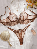 Valentine's Day Ladies Black Forest Wave Lace Sexy Underwear Set Romantic Floral Trim Bustier Nightgown for Women