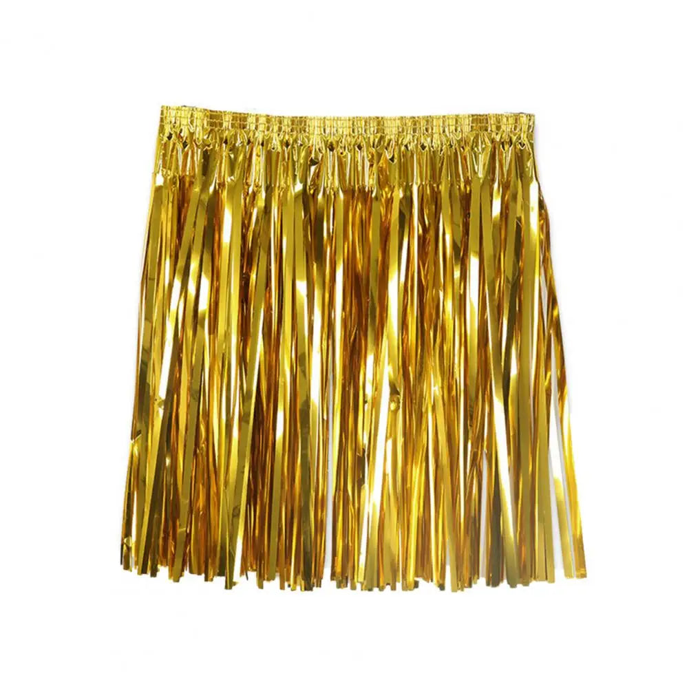 Bright Colors Beach Dance Skirt Hawaii Skirt Elastic Mid-rise Adults Kids Mini Skirt Rain Fringe Tassels Adjustable Curtain