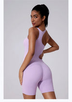 Sexy Fitness Yoga Jumpsuit Women Sleeveless Slim Playsuit Pleated Hollow Running Scrunch Shorts Romper One Piece Sports Suit