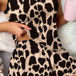 New Women's Leopard Print Printed Suspender Top and Elastic Waist Shorts Women's Sexy Casual Home Summer Pajama Set