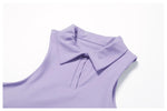 Outdoor Breathable Golf Wear Tennis Sport Sets Women Turn Down Collar Sleeveless Top Short 2 in 1 Skirt Running Fitness Set