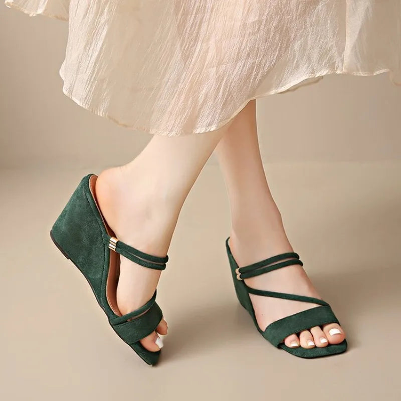 Summer Square Toe Sexy Comfortable Non-slip Wedge Sandals Fashion NewCasual Sandals for Women