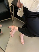Summer Closed Toe Sandals Buckle Strap Summer Heels Mary Jane Thick Heels French Shallow Lolita Sandals OL Dress Shoes New 2026