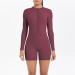 Women's Yoga Jumpsuits Sports Fitness Backless Half Zipper Peach Hip-Lifting Naked Feel Gym Running Workout One-Piece Bodysuits
