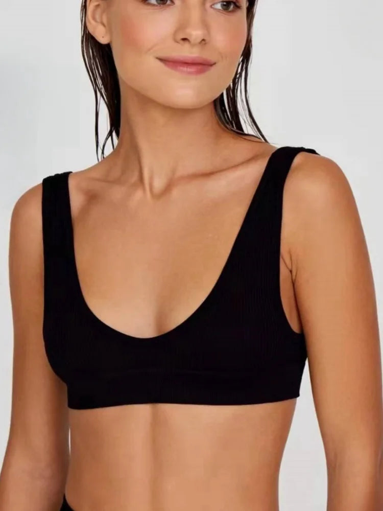 Women Seamless Bra And Panties Set Wire-Free U-Neck Small Cup Push-Up Bra Low-Rise Thongs Sexy Lingerie Female Underwear Set