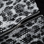 Sexy Chic Leopard Printed Corset Tops Women's Fashion Skinny Zip-up Sequins Crop Tops Strapless Night Club Outfit Streetwear