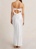 Women Evening Party Long Dress Backless Cut Out Strapless Straight Dress Summer Sexy Elegant Dresses