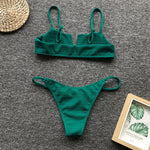Sexy Micro Bikini Swimwear Women 2025 Solid Green Swimsuit V Neck Push Up Bandage Thong Swimming Suit Bathing Suit Mini Bikinis