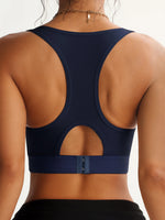 Women's Solid Color U Neck Wire Free Yoga Bra Wide Strap One Piece Tank Top Removable Pads Body Shaping Sports Bra