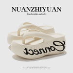 Women Summer Platform Flip Flops Thick Sole Soft EVA Home Beach Slippers For Female Leisure Beach Slides Girls High Heel Sandals