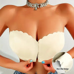 Solid Seamless Strapless Front Closure Wireless Strapless Bra, Sexy Comfy Push Up Bra, Women's Lingerie & Underwear