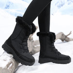 Winter Snow BootsWomen Waterproof Non-Slip Warm Northeast-Style Large Cotton Shoes, Ski , Fleece-Lined,High-Top Cotton Boots