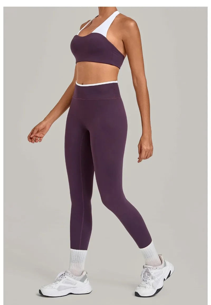 Women's Seamless Yoga Sets Sports Fitness Sleeveless Vest Hip-lifting Slim Fit Pants Suits Workout Gym Training Running Sets