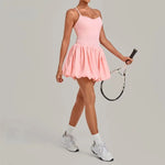 Women's Tennis Skirt Dress Sports Fitness Golf Beautiful Back Slim-fit One-Piece Training Workout Gym Anti-exposure Yoga Dress