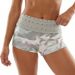 Womens Fold Over Shorts Stylish Rivet Design Low Rise Bodycon Slim Fit Summer Shorts Casual Daily Fashion Streetwear