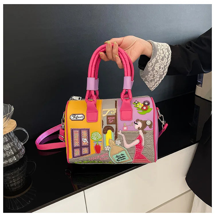 PU New Personality Stylish Shoulder Bags Design Patchwork Zipper 2025 Hot Sale Women's Bags Retro High Quality Women's Bags