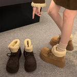 2026 New Winter Chunky Platform Women Fur Snow Boots Keep Warm Thick Sole Warm Cotton Short Booties Shoes Zapatos Mujer