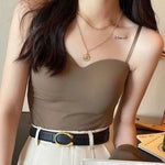 Women Tops With Built In Bra Ice Silk Tube Top Seamless Bra Femal Comfort Underwear Wirefree Padded Brassiere Sexy Crop Top
