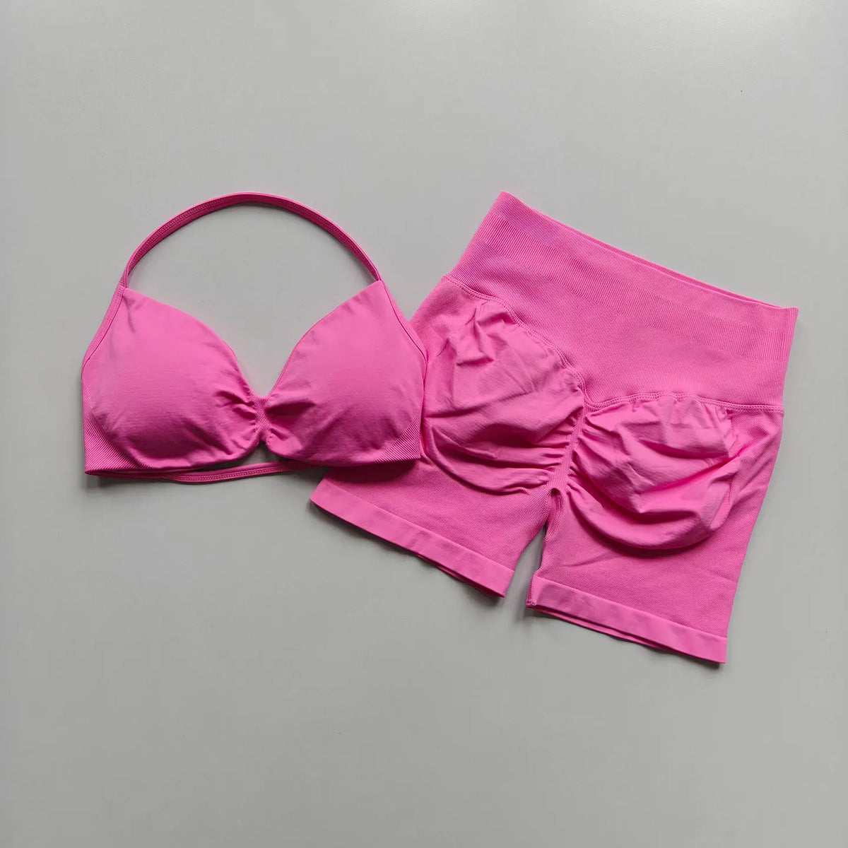 Women's High-Waist Yoga Set Sportswear Quick-Dry Breathable Backless Bra Gym Shorts for Summer Training Lifted Hip Sports Suit